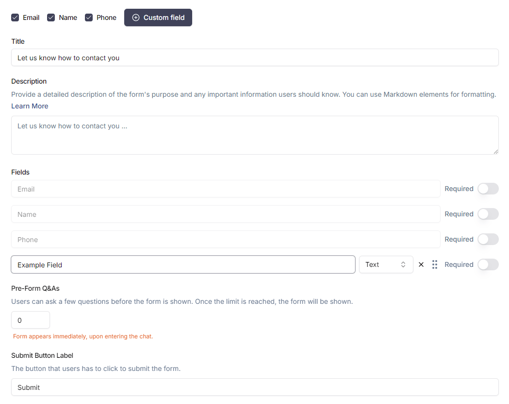 Lead Collection Lead Collection - GPT-trainer API