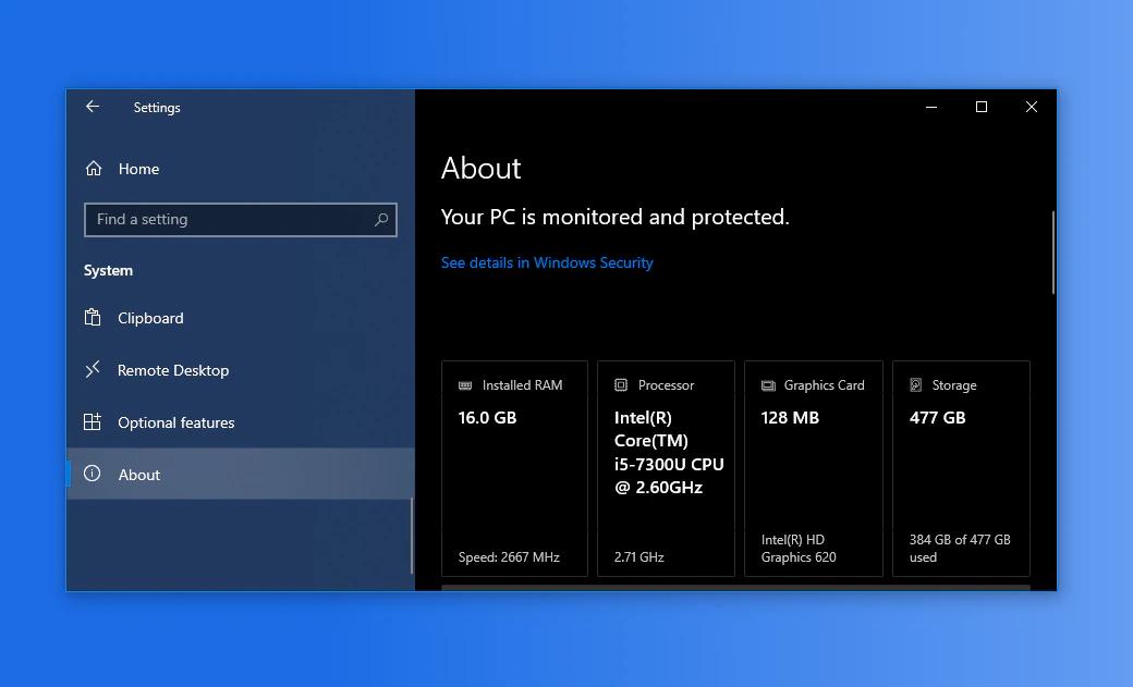 Windows system information