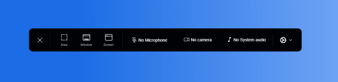 Open the recording widget from the taskbar