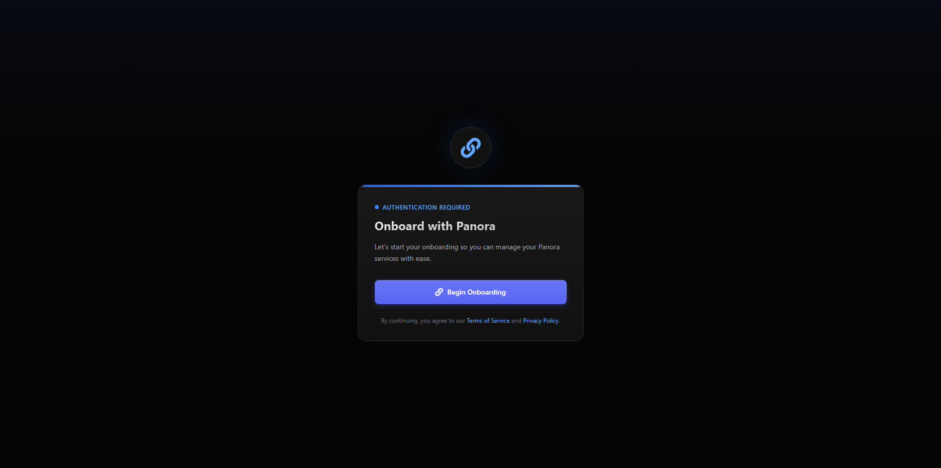 Panora login screen