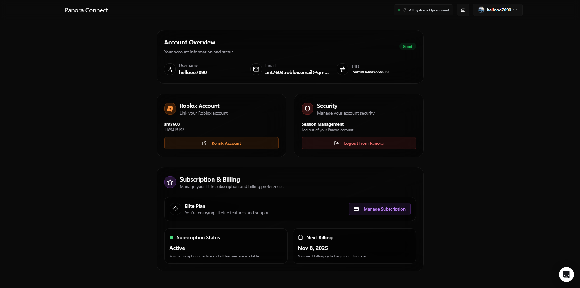 Subscription Active screen