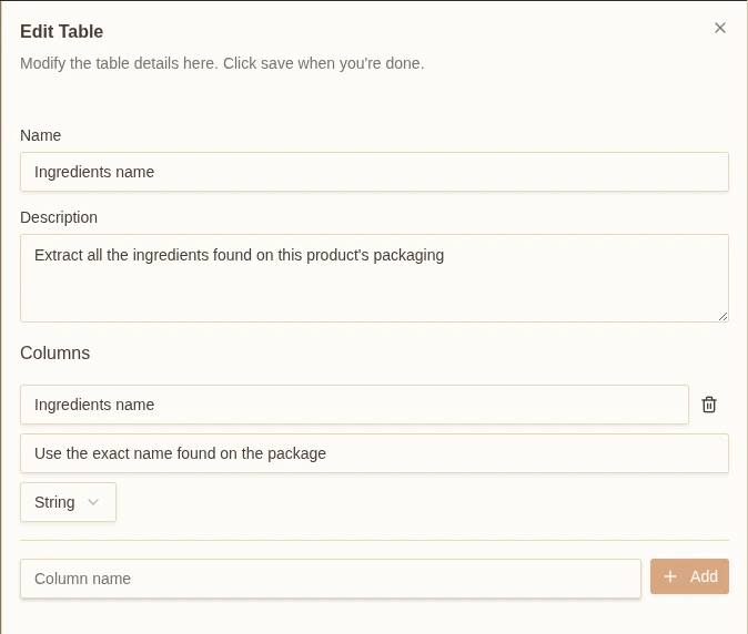 Sample list configuration