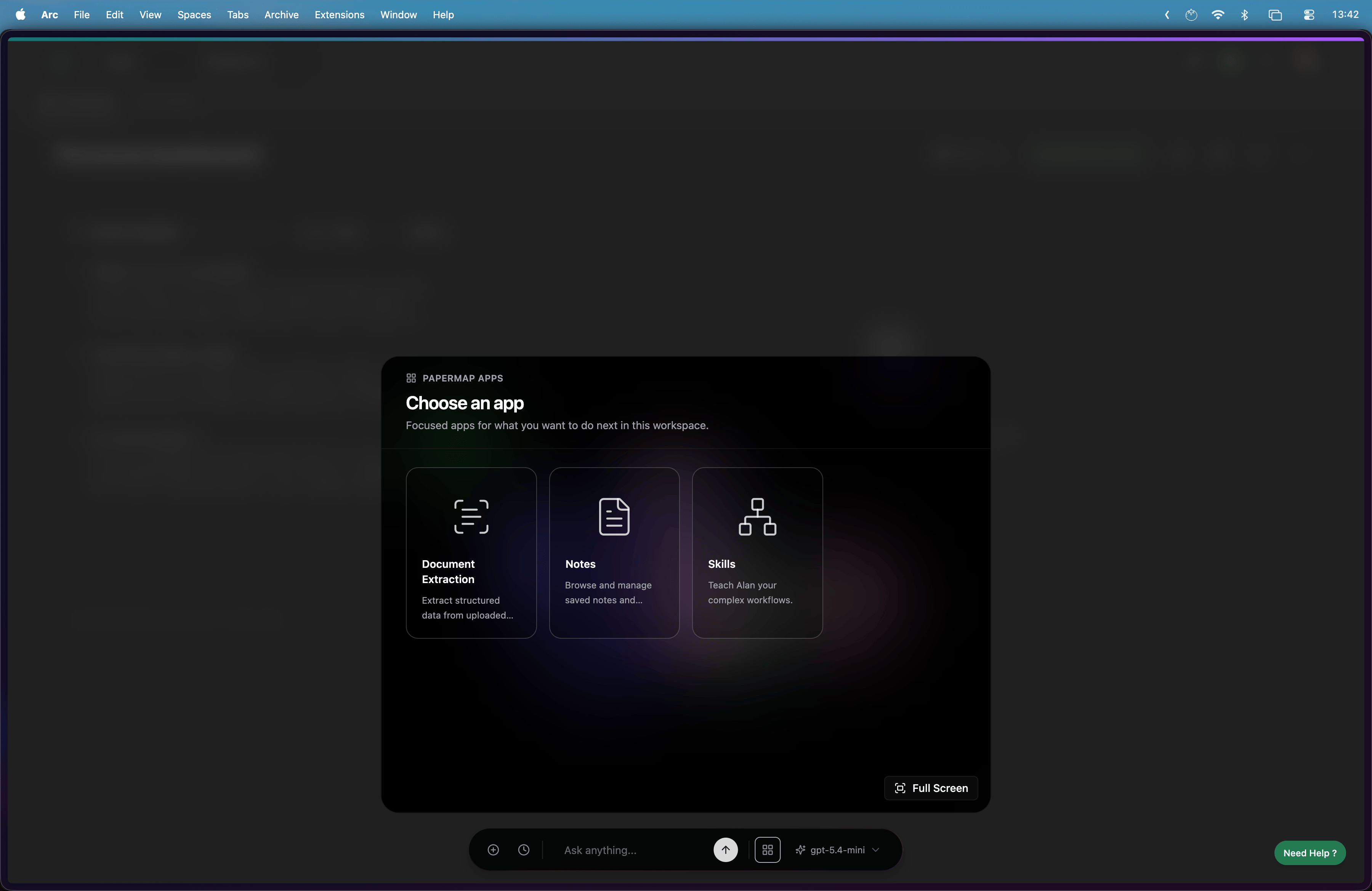 Choose an app from the Apps menu