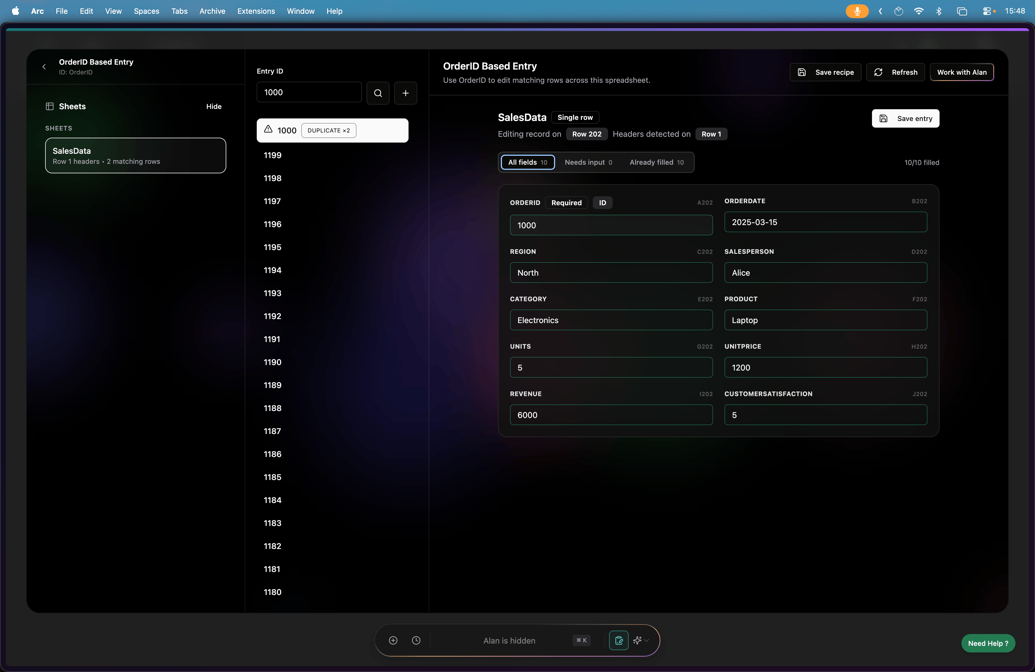 View all columns and duplicates