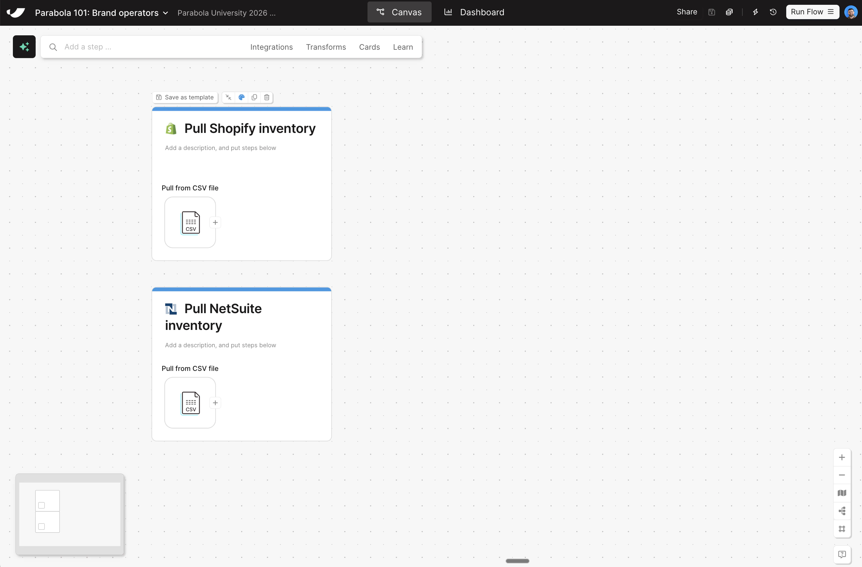 Pull data canvas view