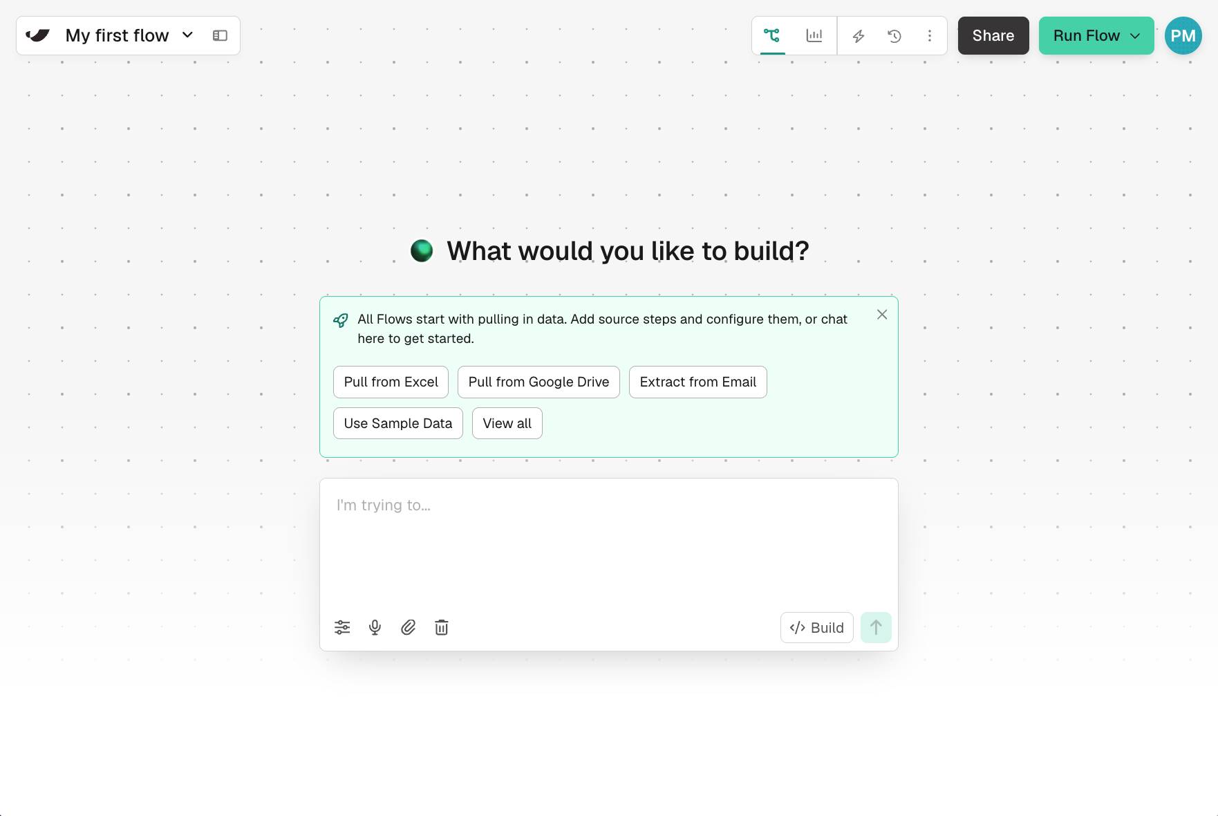 Starting a new flow in Prowork
