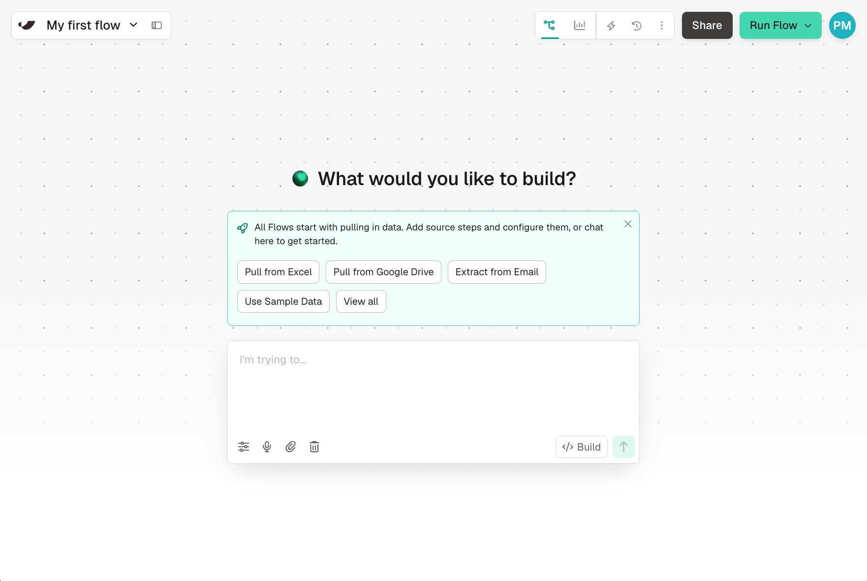 Starting a new flow in Prowork