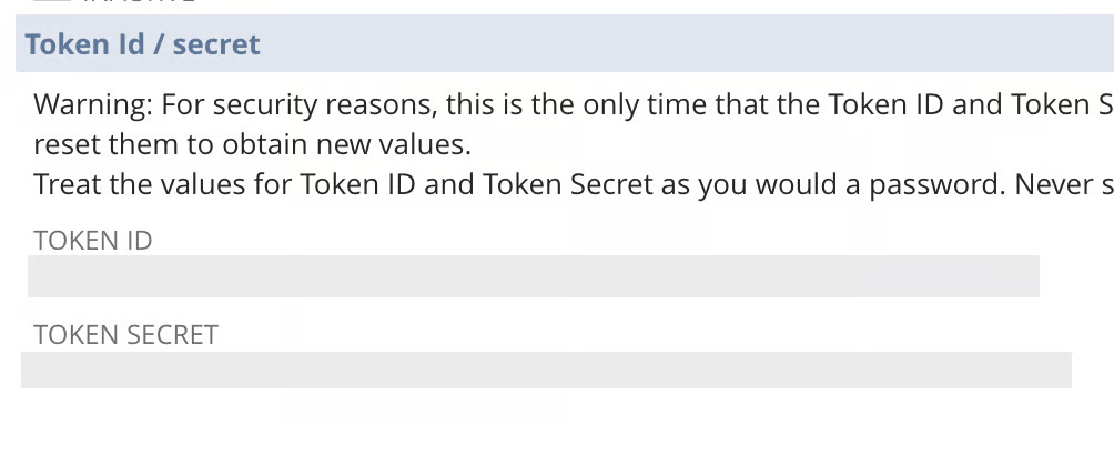 NetSuite Token ID and Token Secret shown once after creating the access token