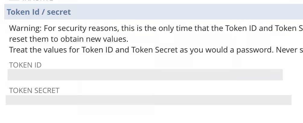 NetSuite Token ID and Token Secret shown once after creating the access token