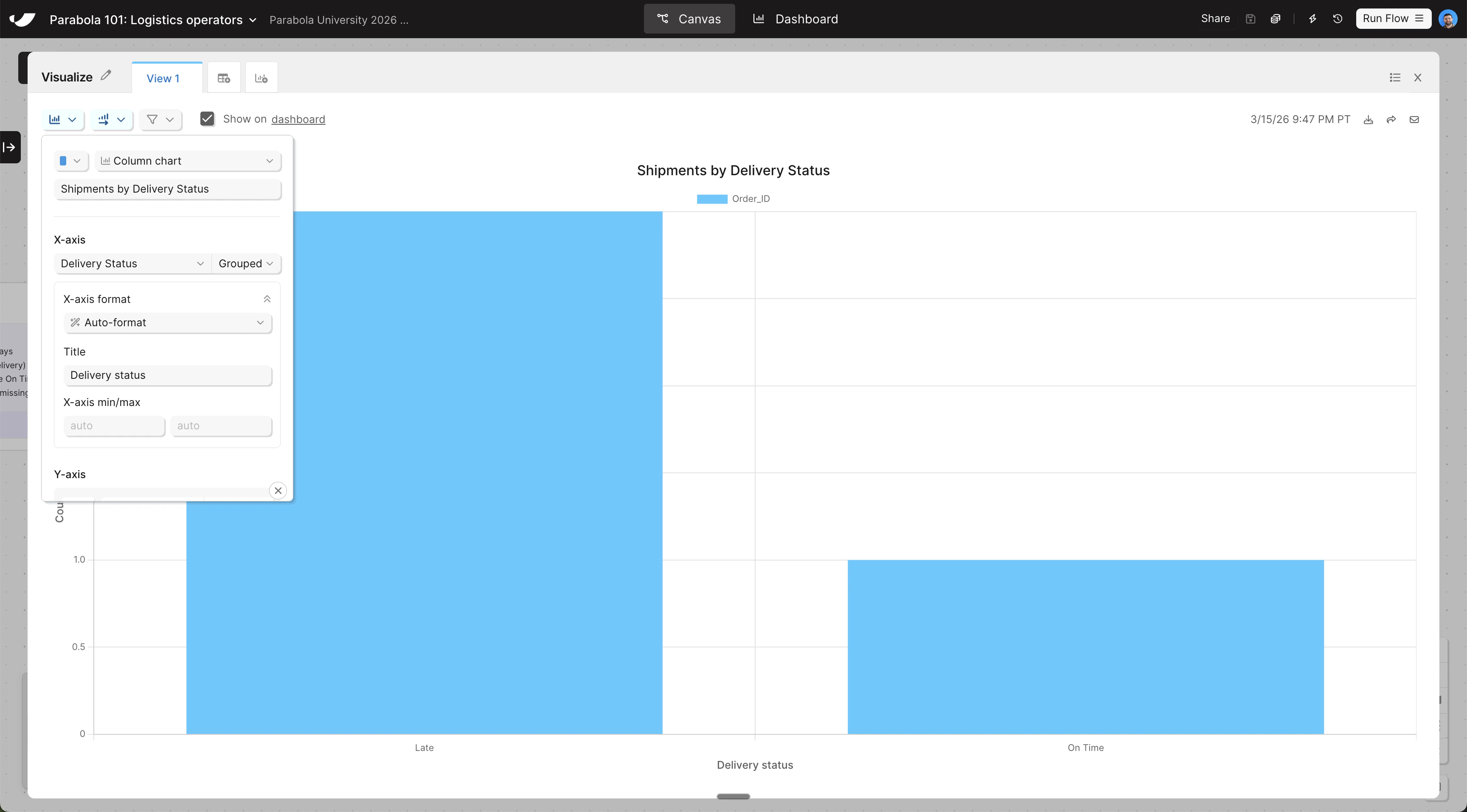 Visualization X-axis config