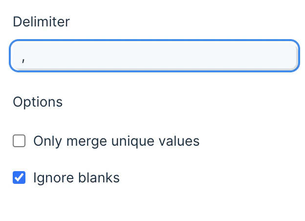 Delimiter field set to a comma by default