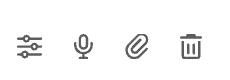 The chat composer toolbar: flow settings, voice input, attach a file, and clear the chat
