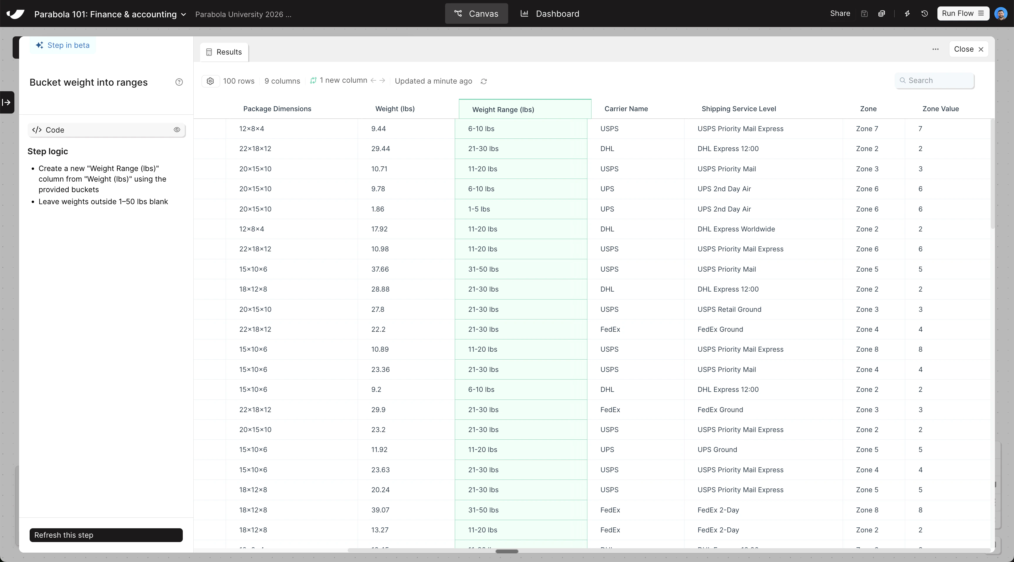 Clean data step results