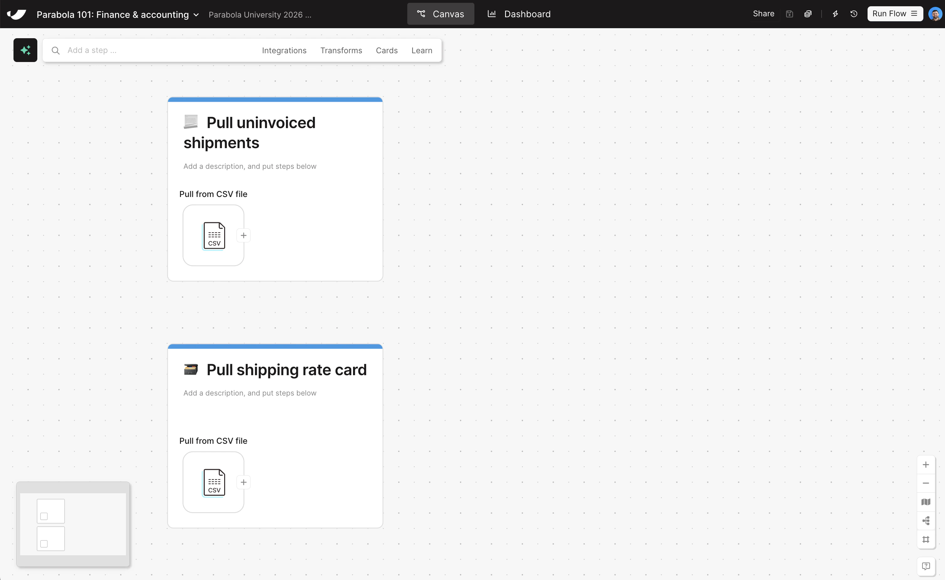 Pull data canvas view