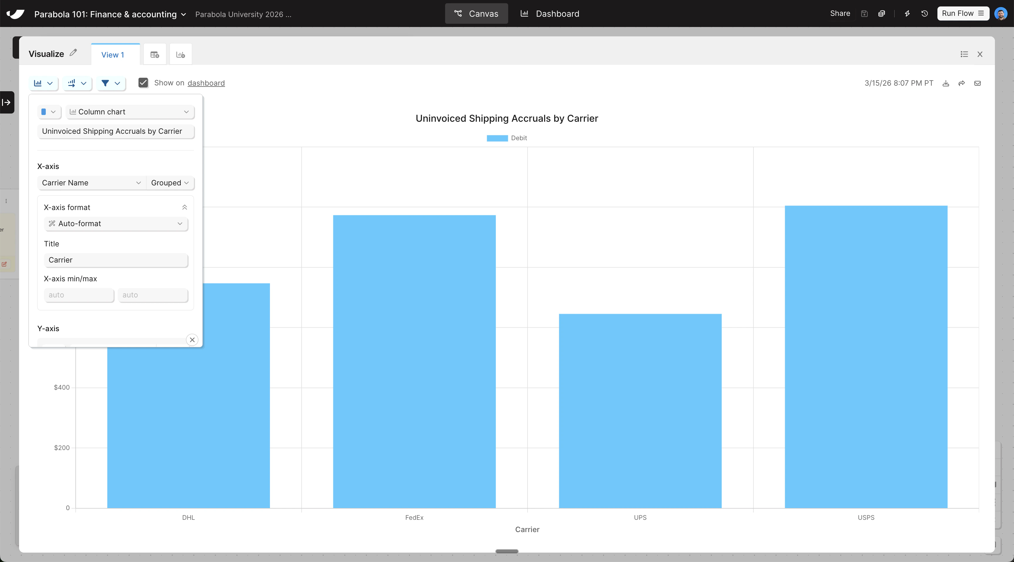 Visualization X-axis config