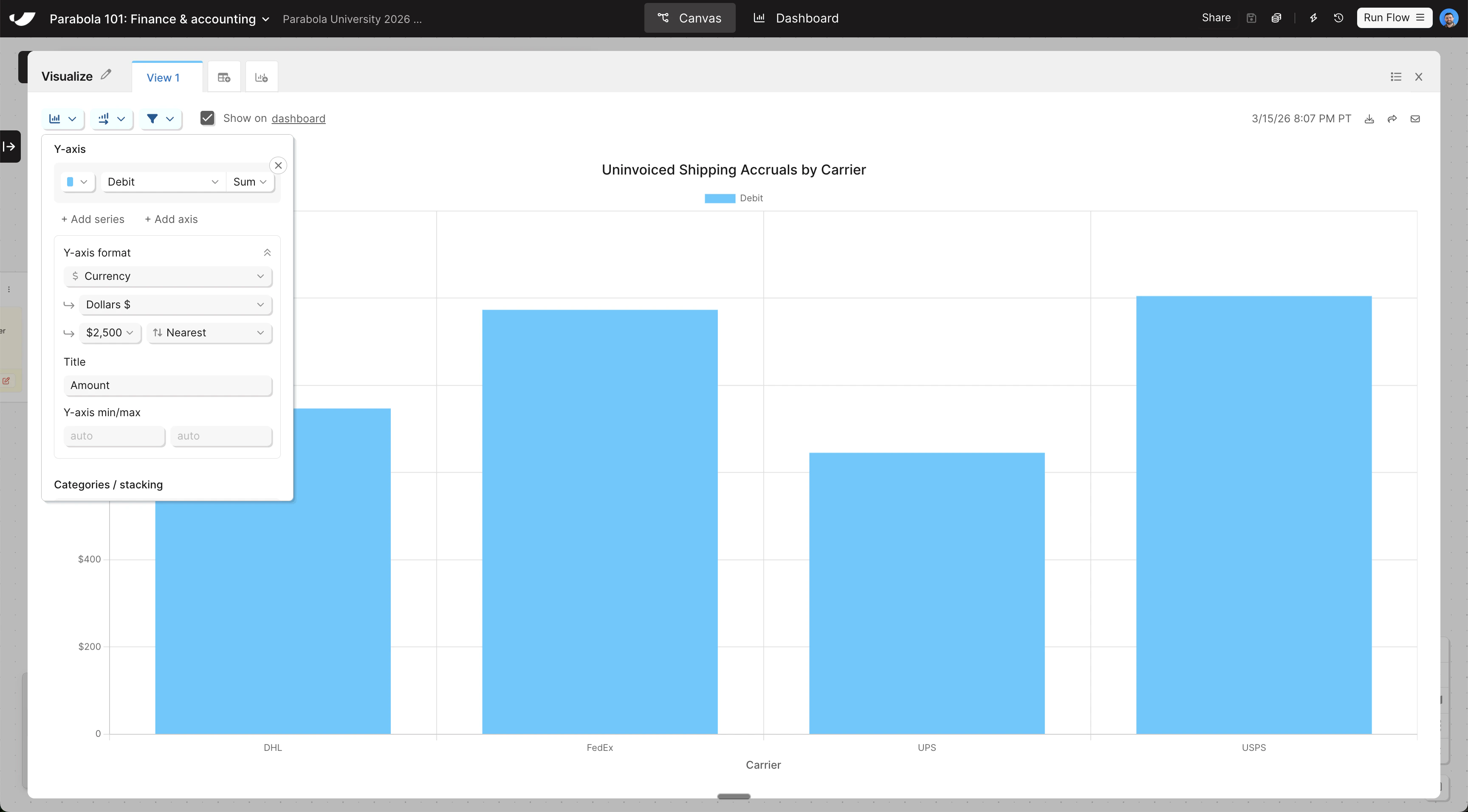 Visualization Y-axis format config