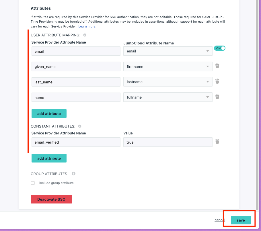 Map user and constant attributes
