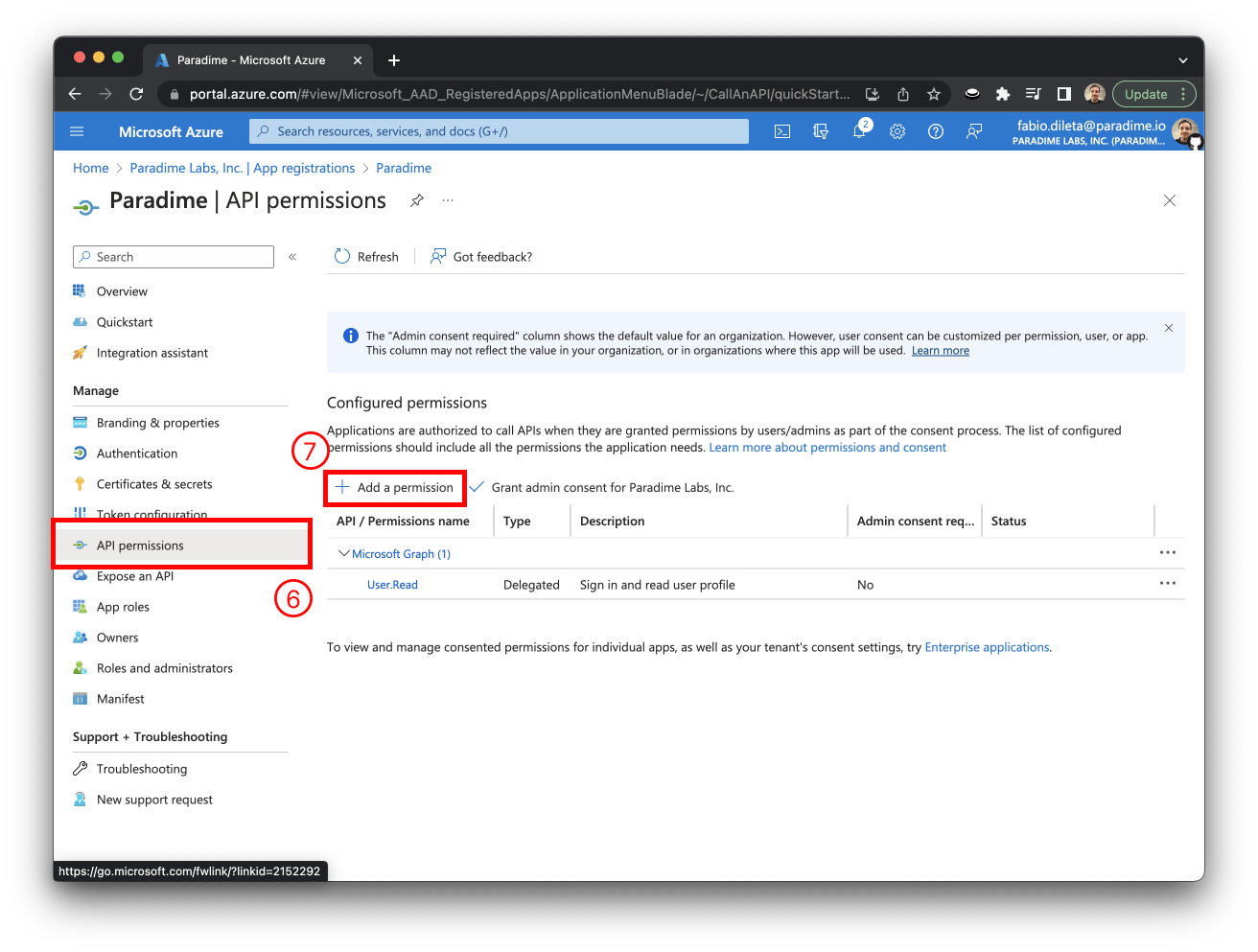 Azure AD API permissions