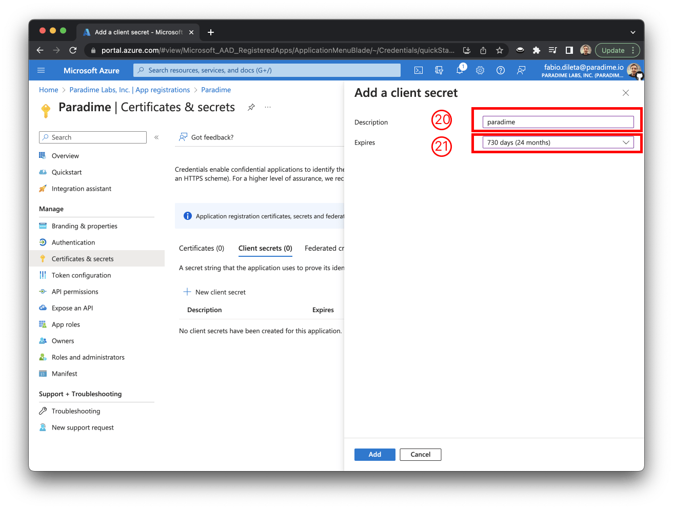 Azure AD Client Secret