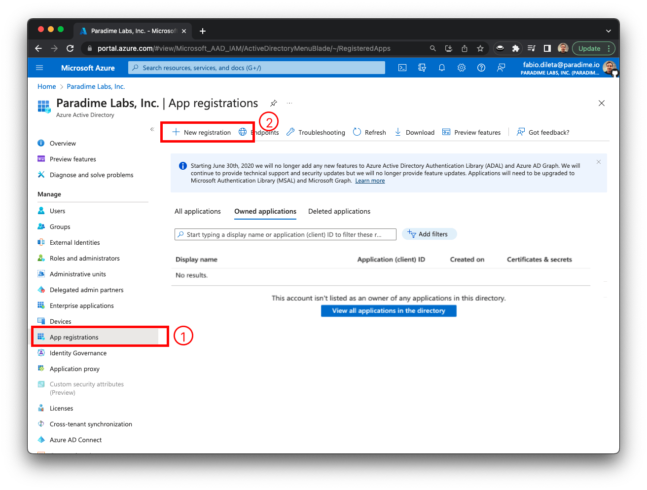 Azure AD register app