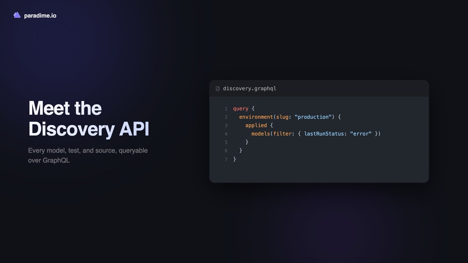 Meet the Discovery API: every model, test, and source, queryable over GraphQL