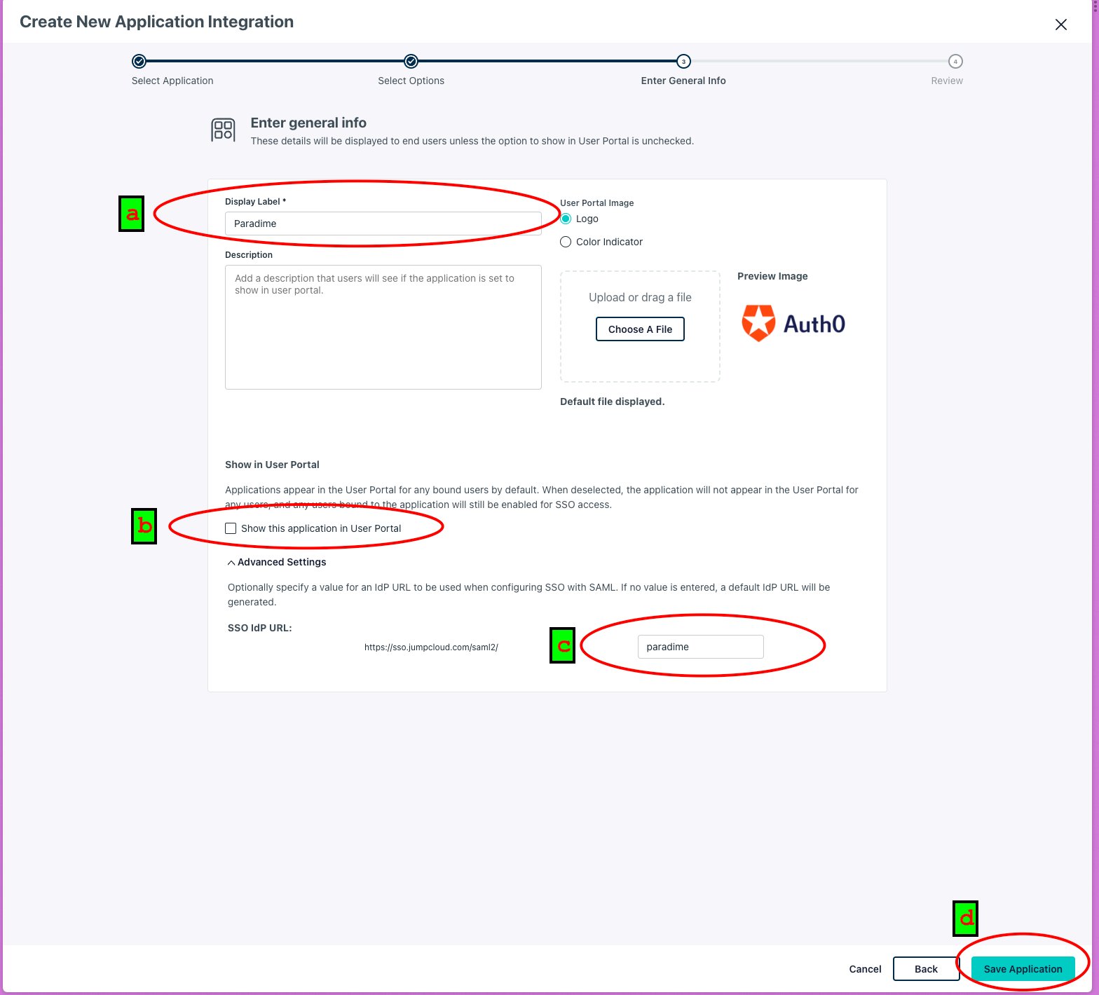 Setup application settings