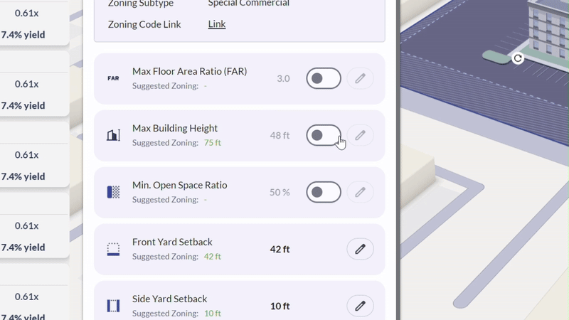 Toggling and applying zoning filters in the panel