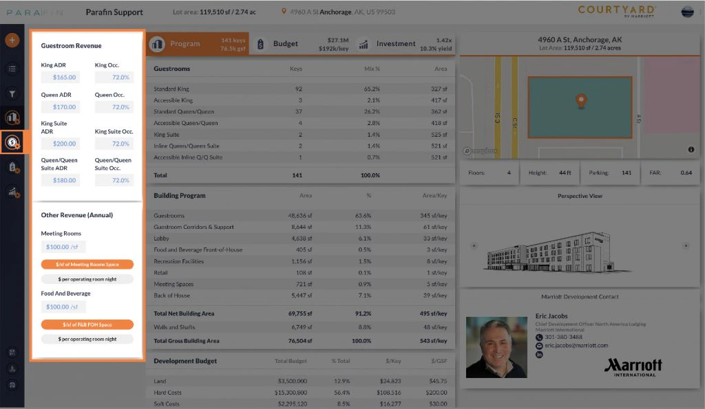 Revenue assumptions panel