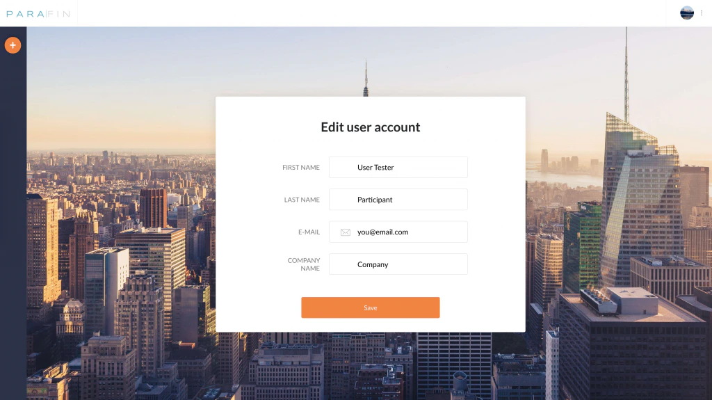Account settings panel