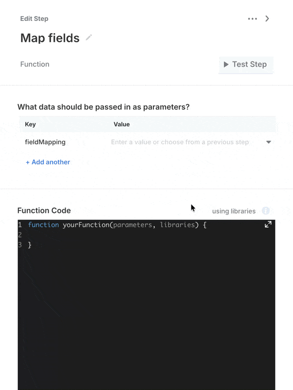 Selecting field mapping variable