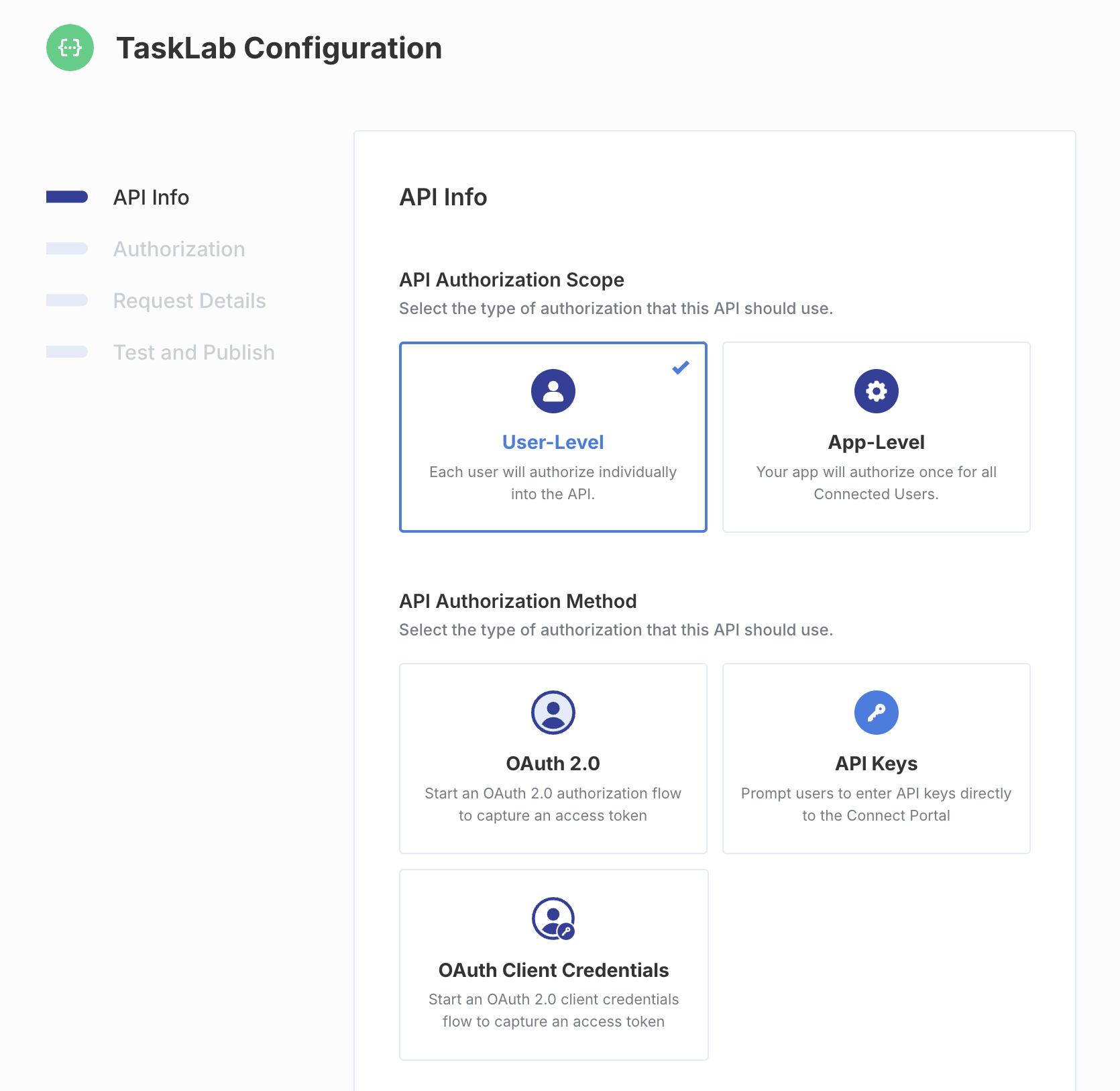 Choosing Authorization Methods for API Resources in Paragon Connect