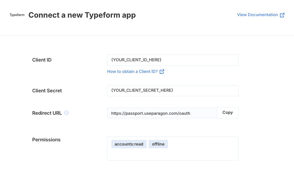 Typeform - Paragon Documentation