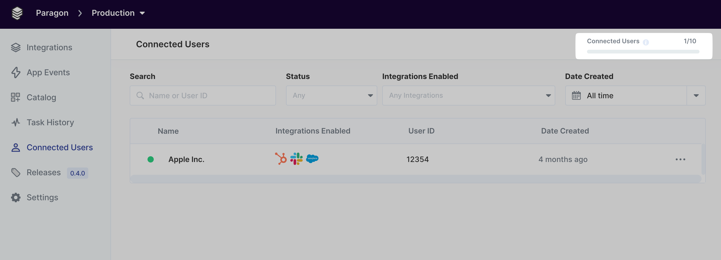 Connected Users - Paragon Documentation