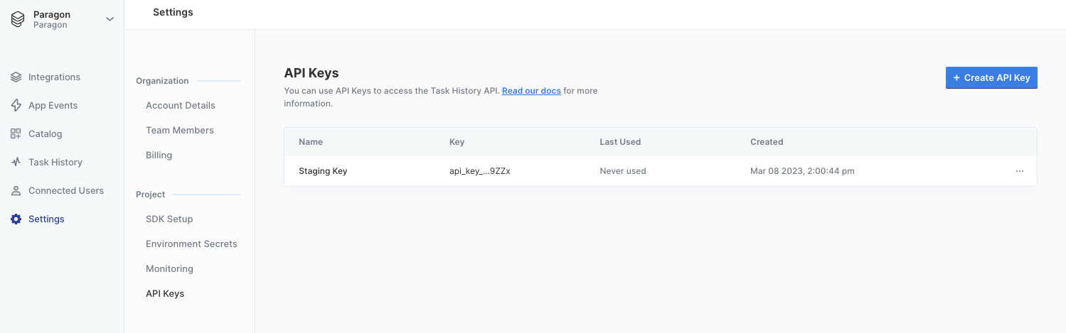 Task History API - Paragon Documentation