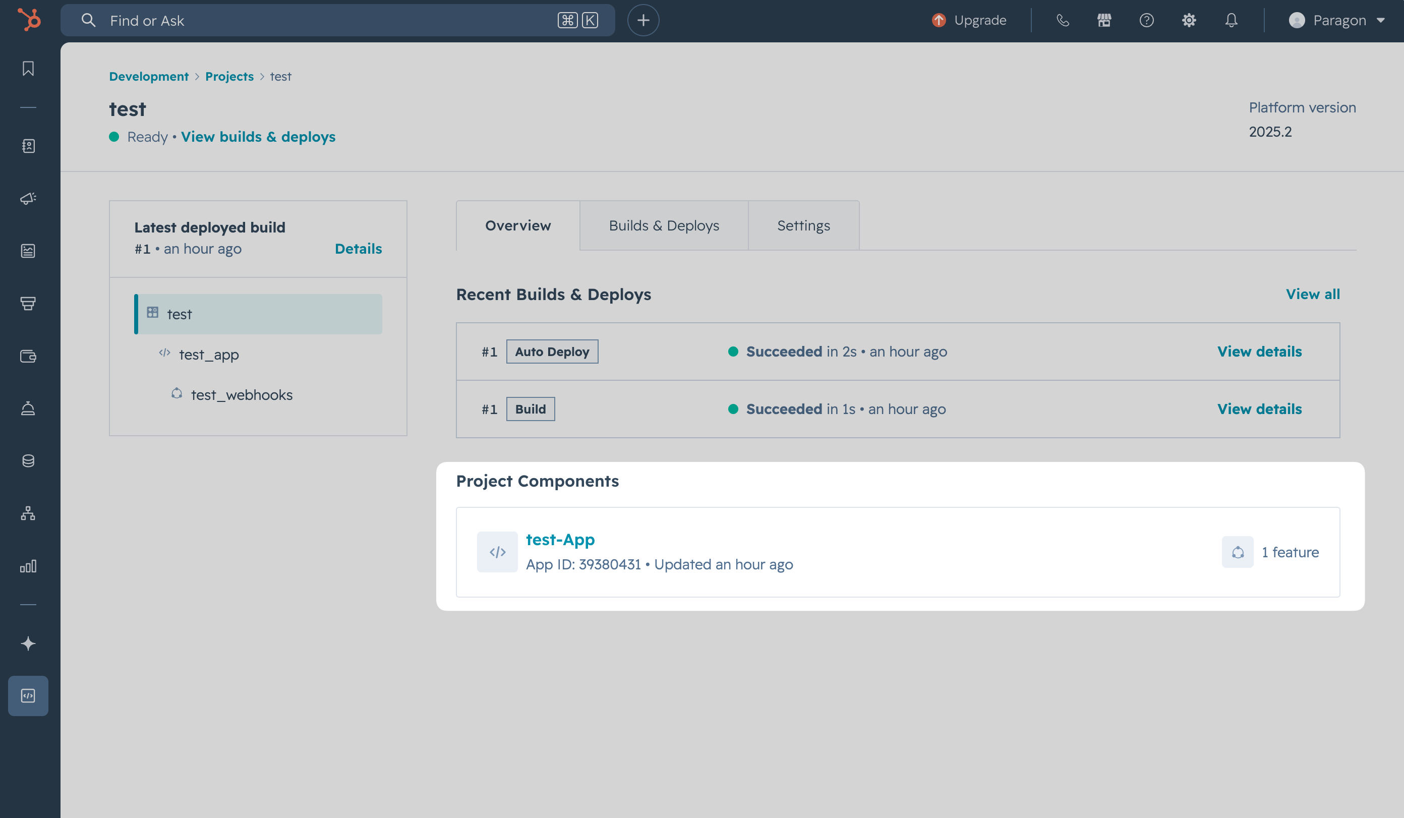 HubSpot projects view