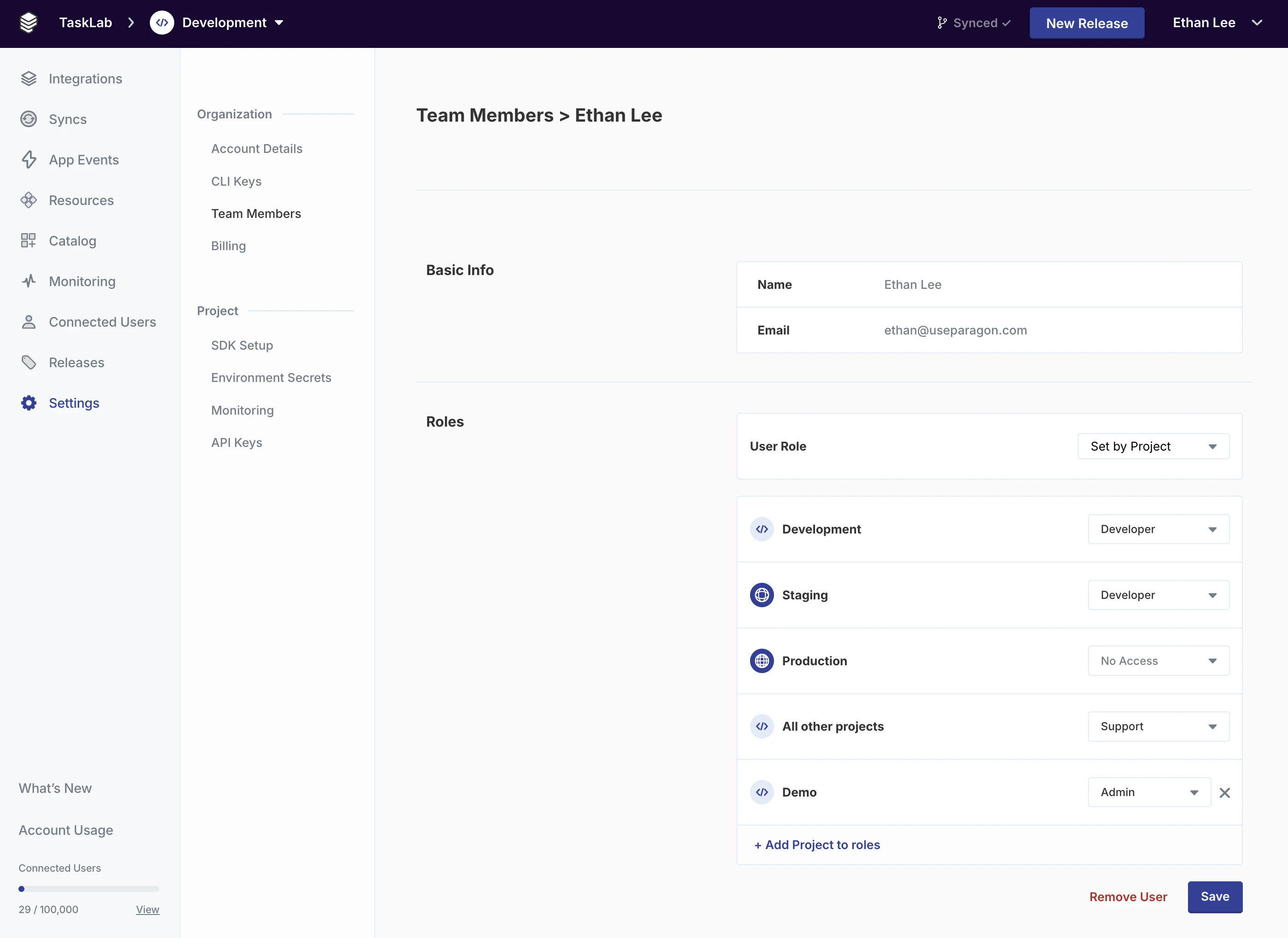 Set by Project users