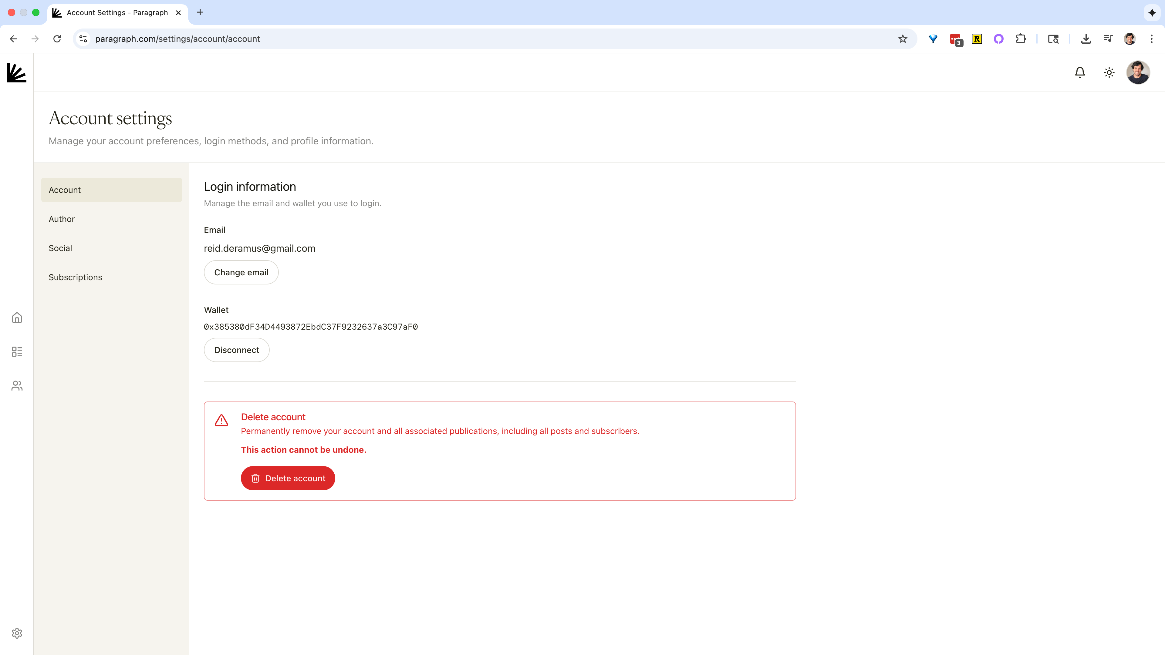 Account Settings Pn