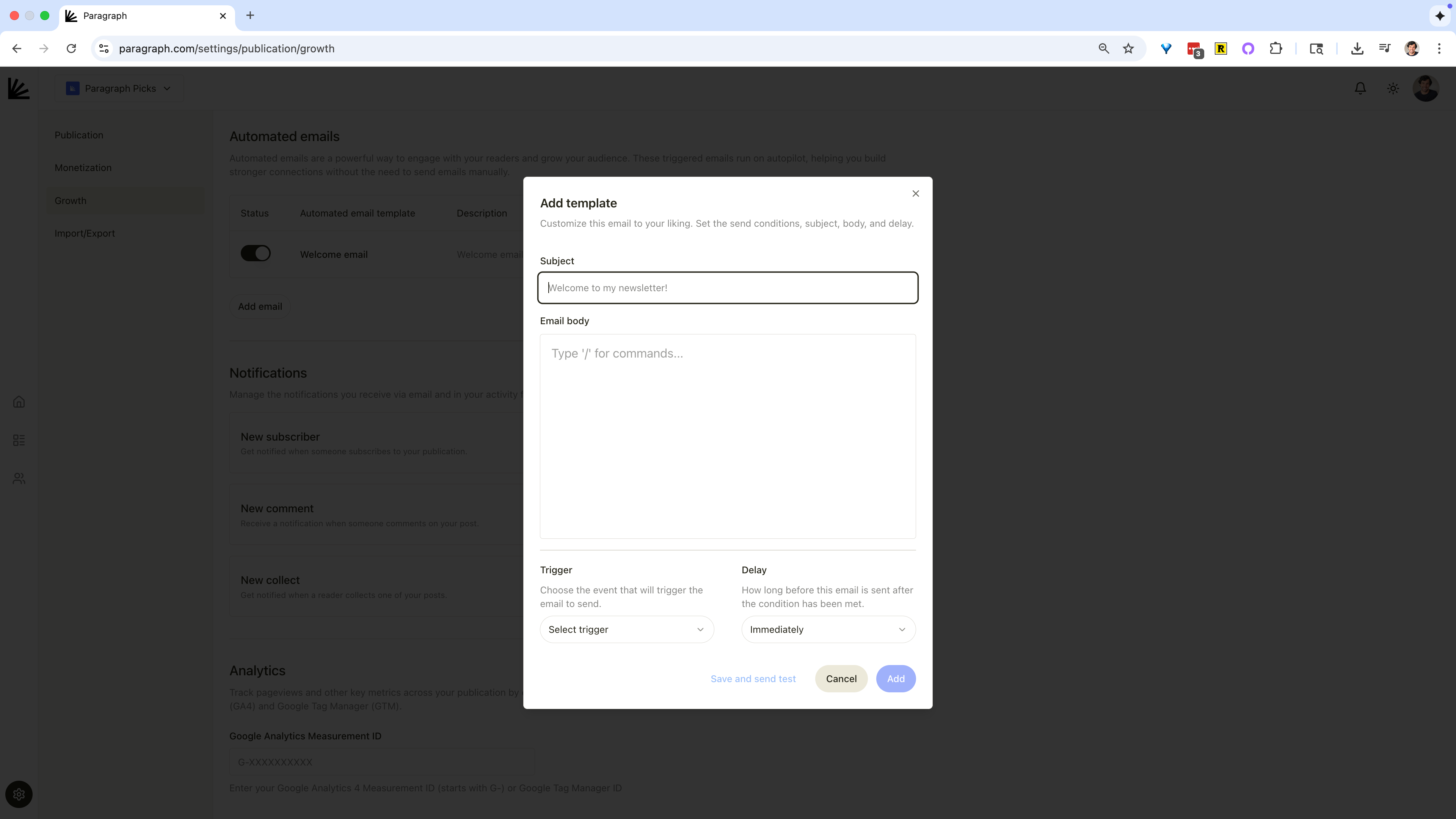 Add Custom Email Pn