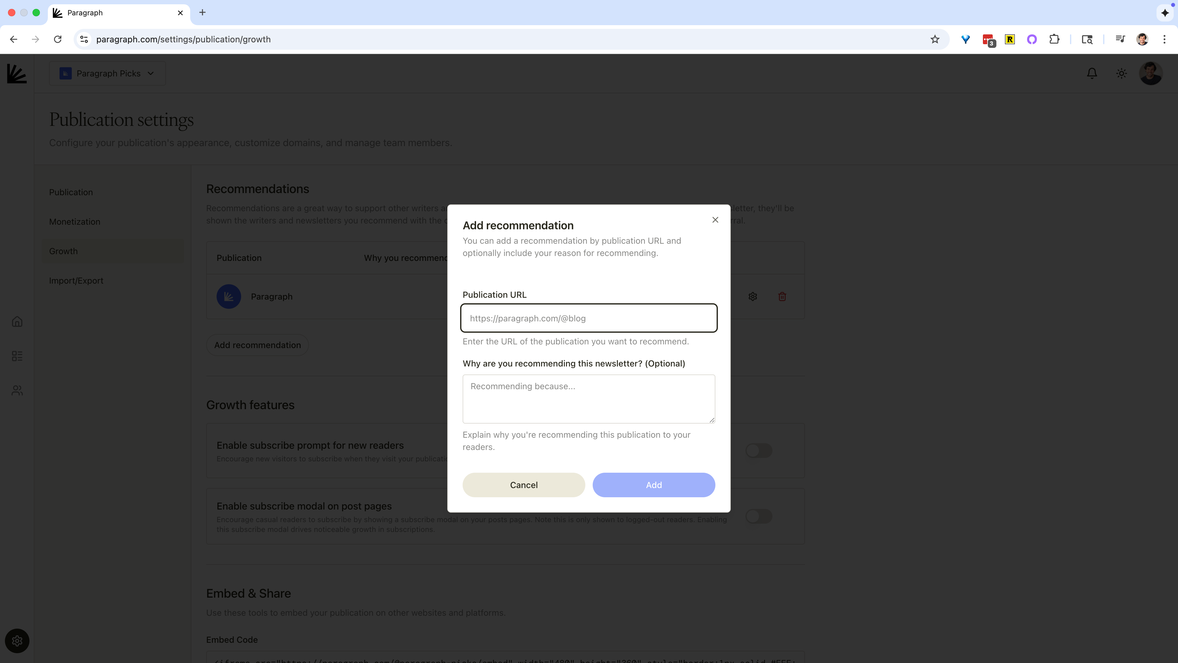 Add Recommendation Pn