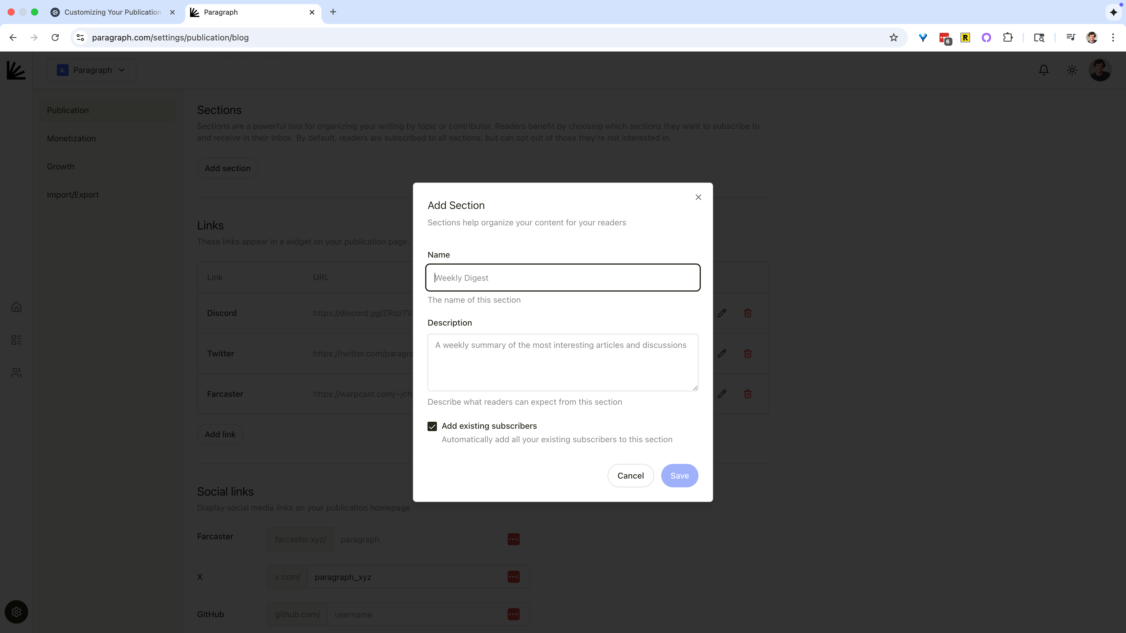 Create Sections Pn