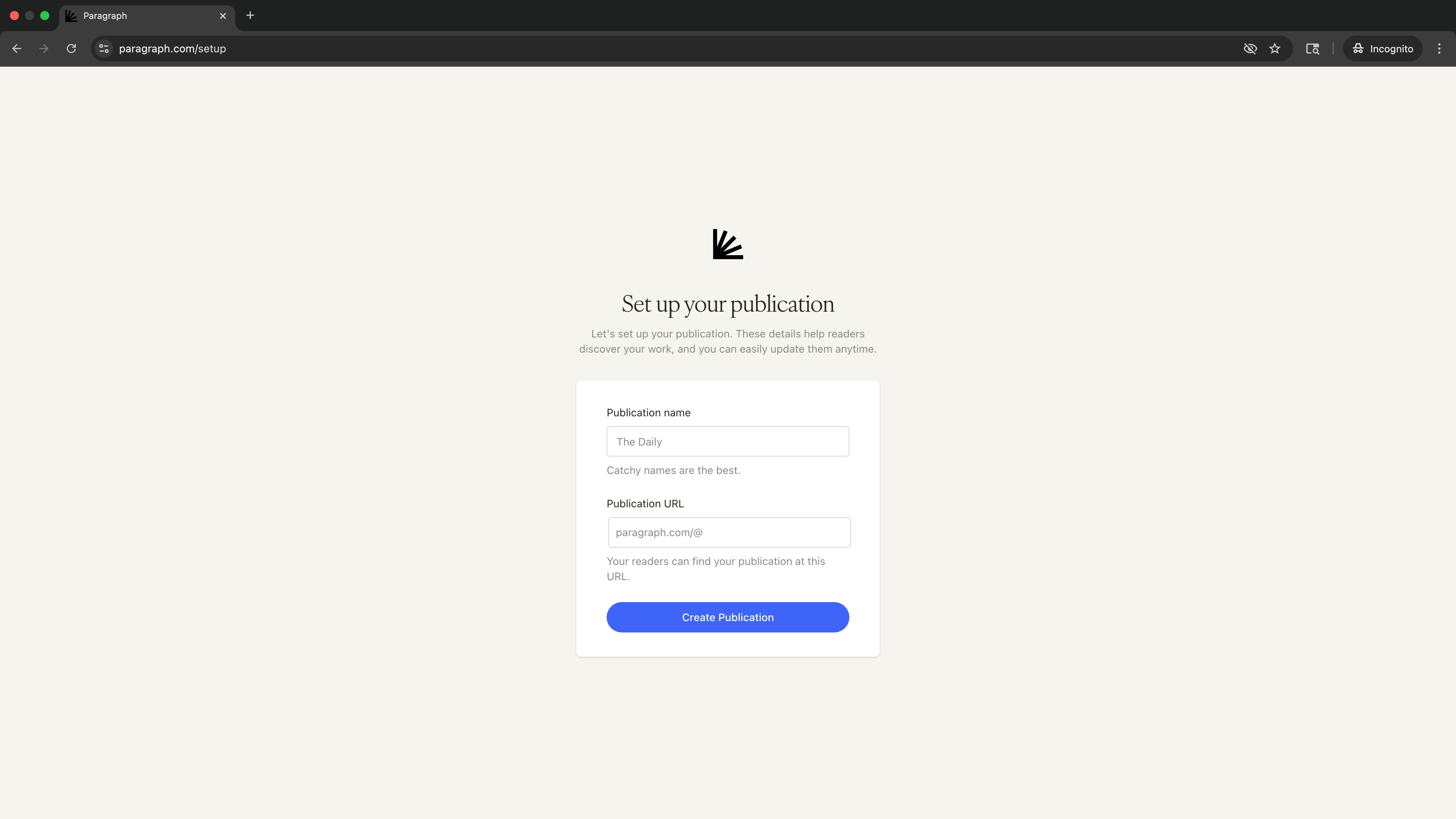 Setup Publication Pn