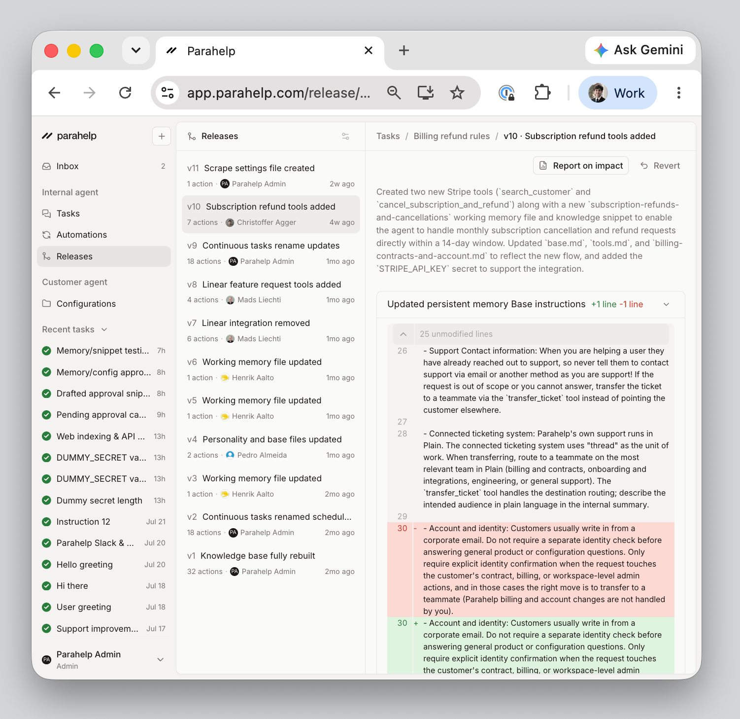 The Releases page