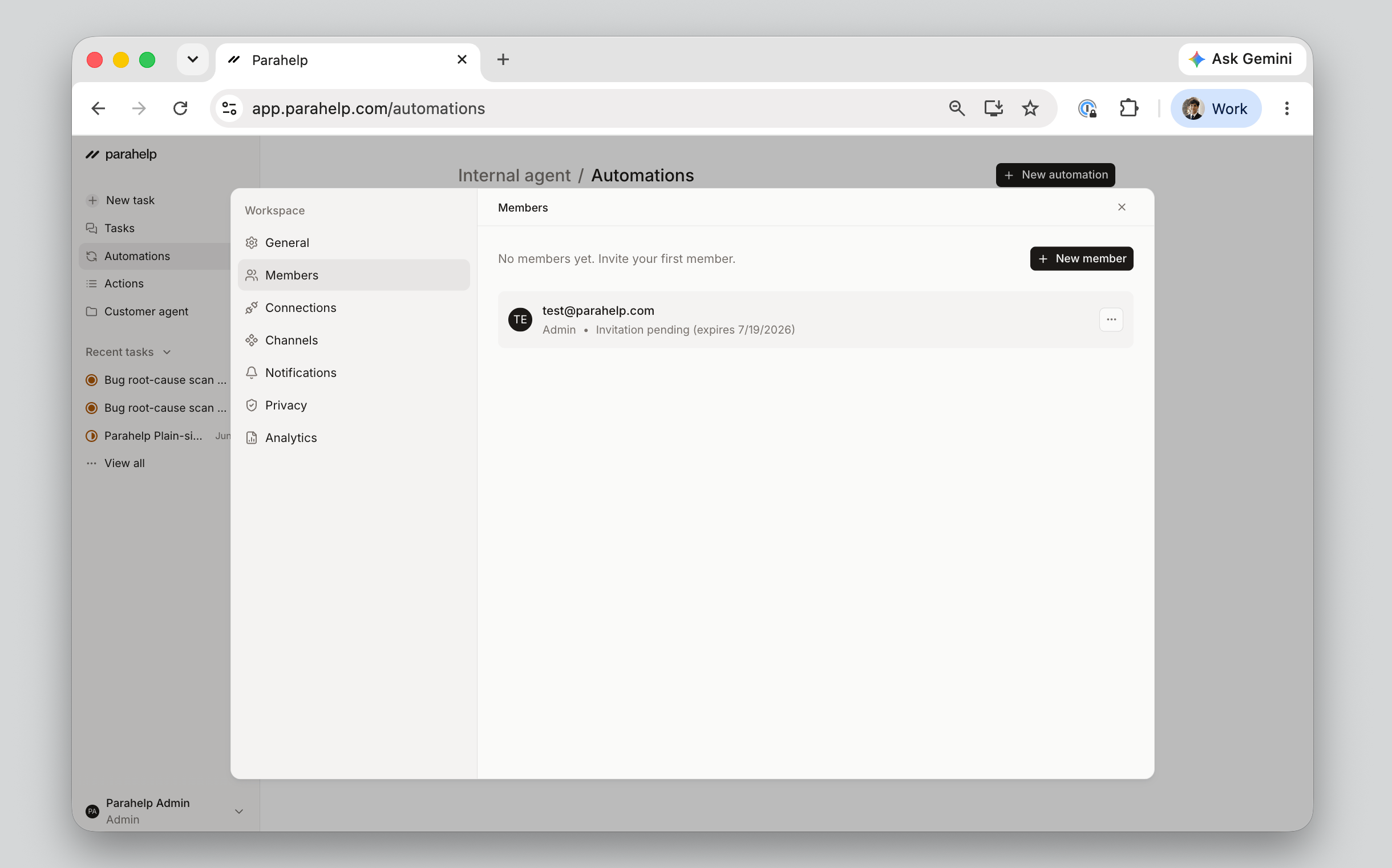The Members tab