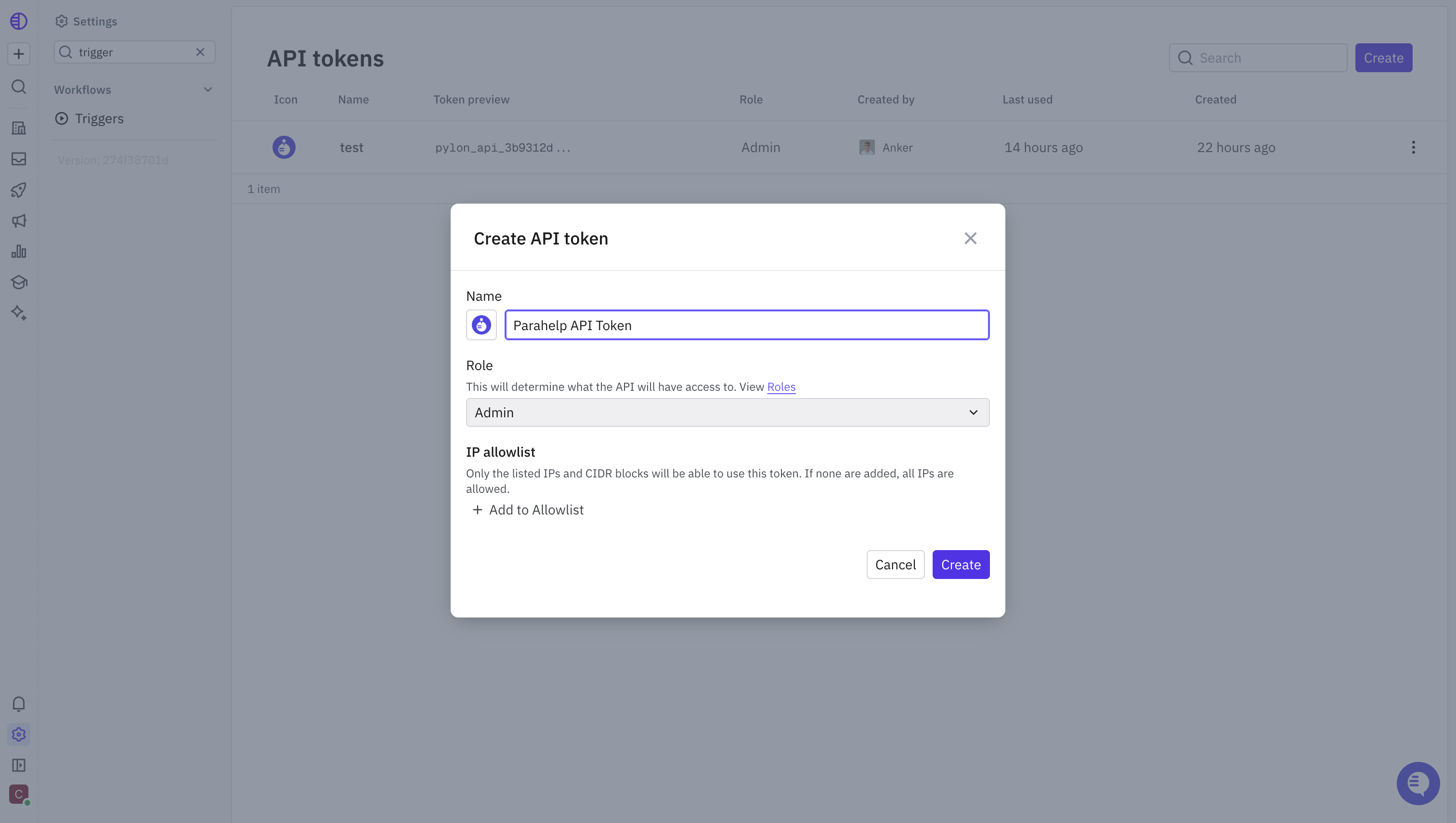 Pylon Createtoken