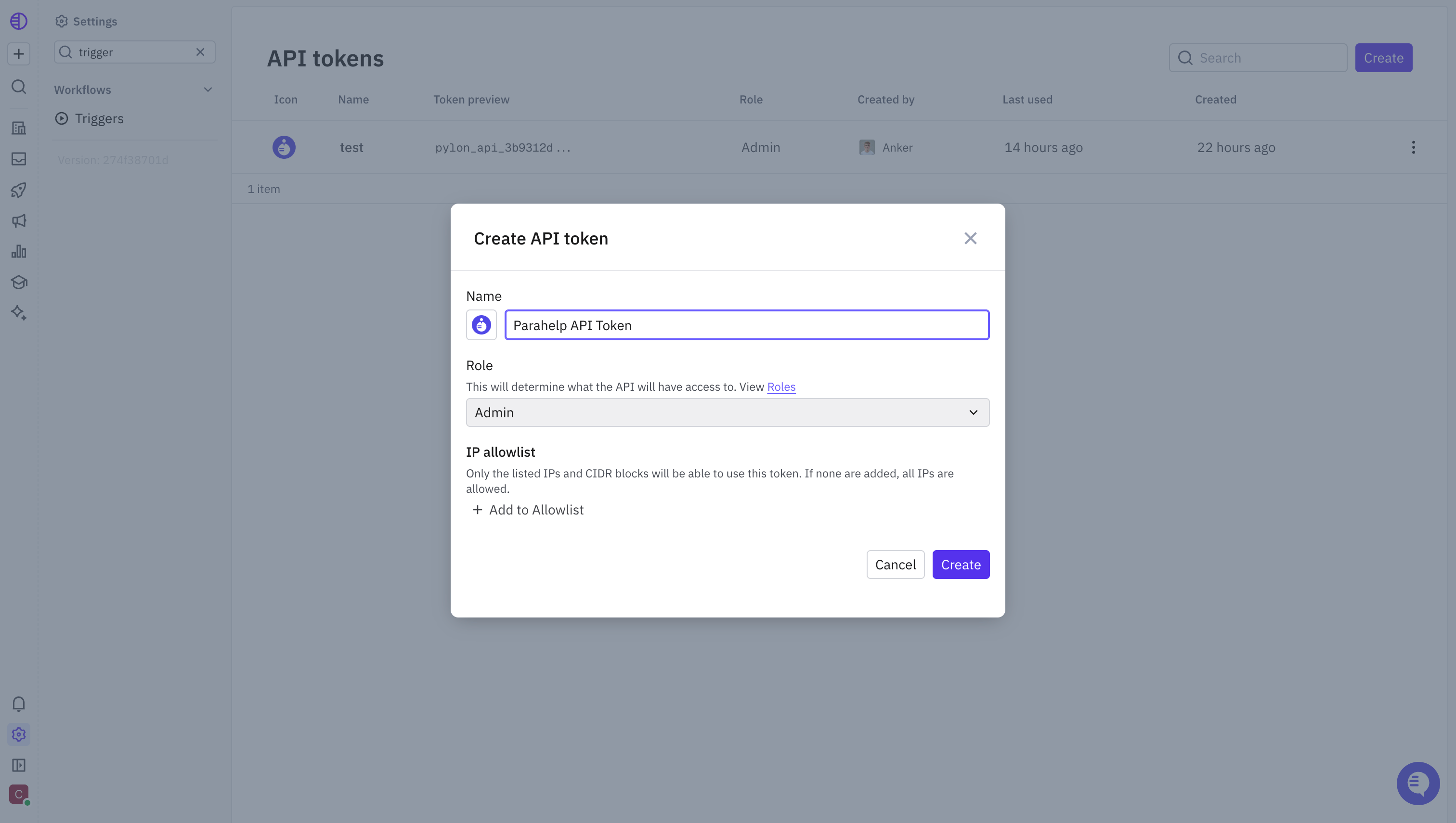 Pylon Createtoken
