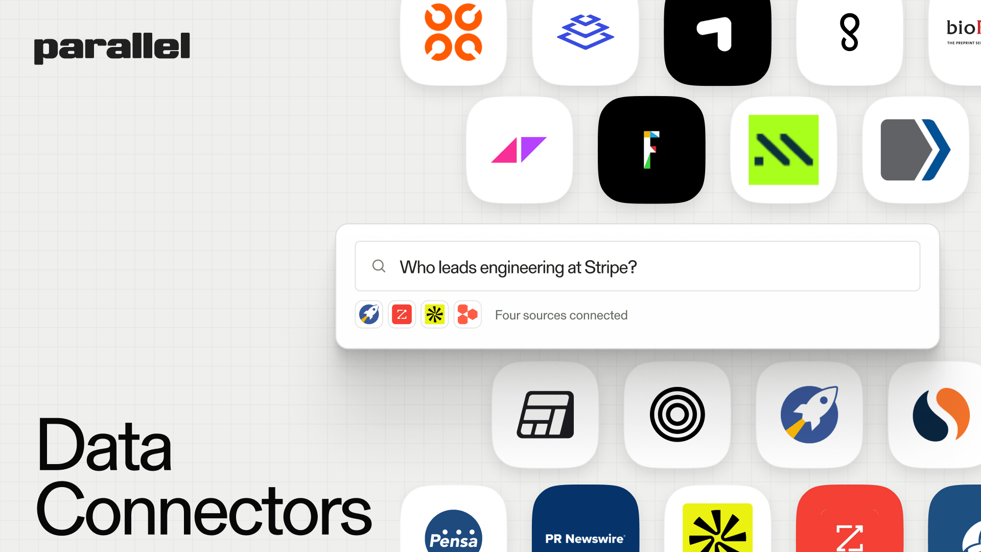 Data Connectors: partner logos around a query with four sources connected