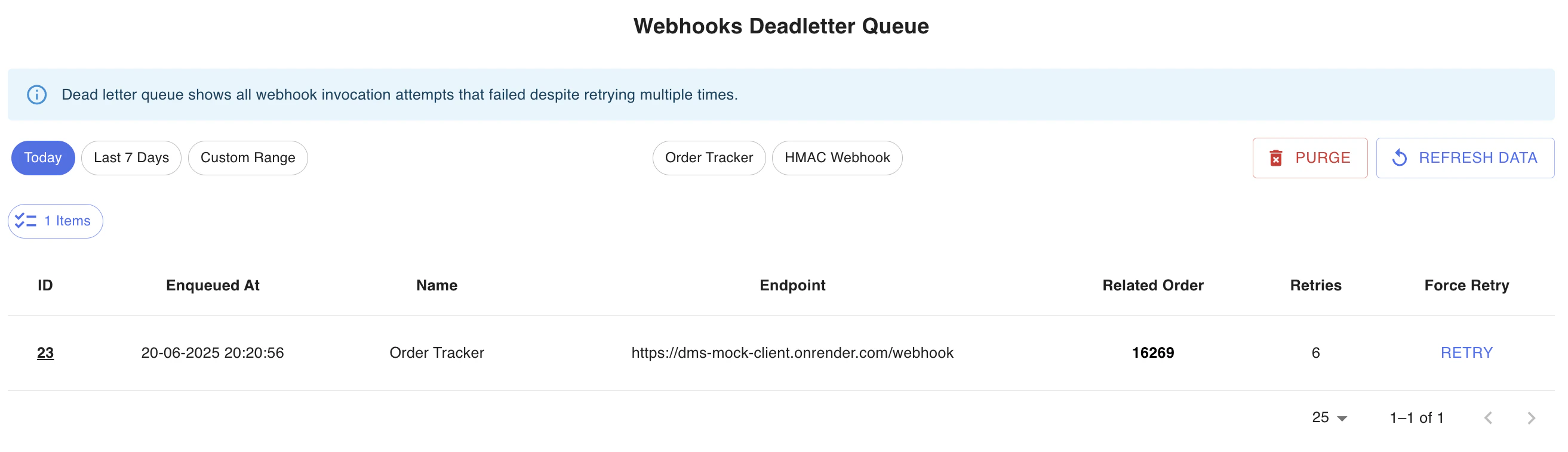 Dead Letter Queue Screenshot