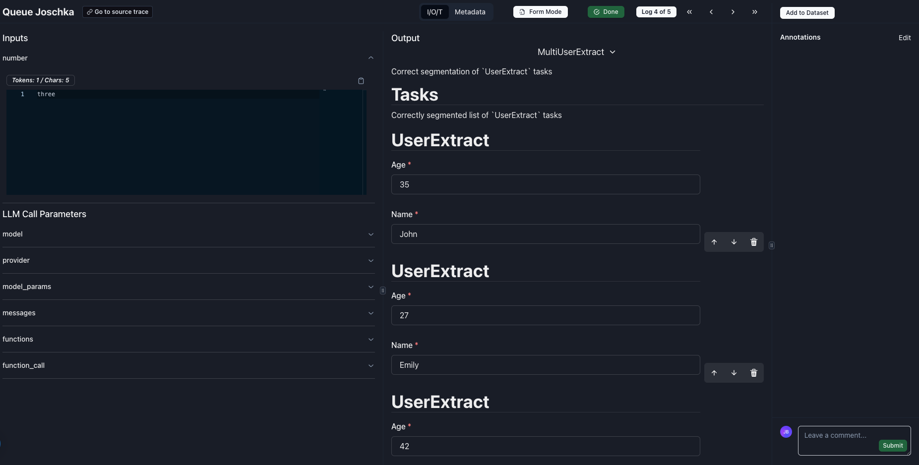Form Mode with Templated LLM Call