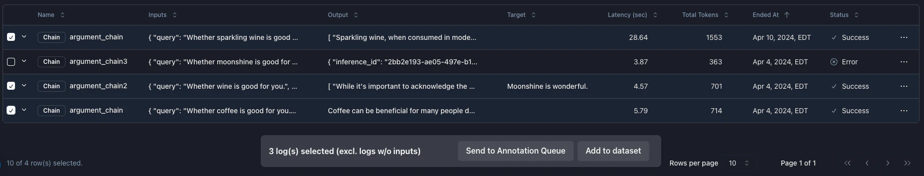 Logs Table Bulk Button