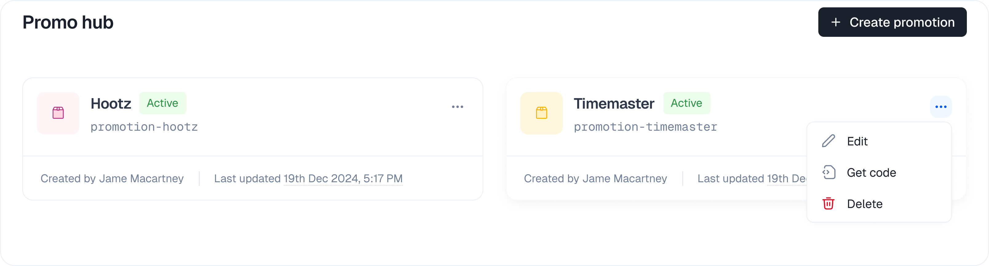 Edit promotion three-dot menu